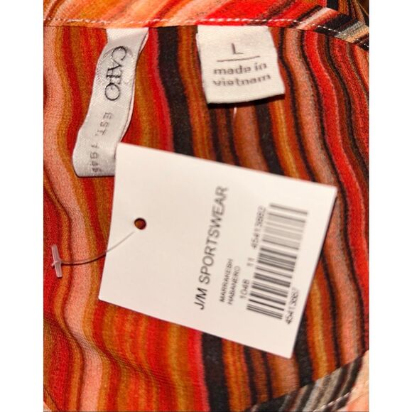 NWT Cato Womens Stripe Blouse Bell Sleeve Retro Multicolor Size L - Picture 3 of 3